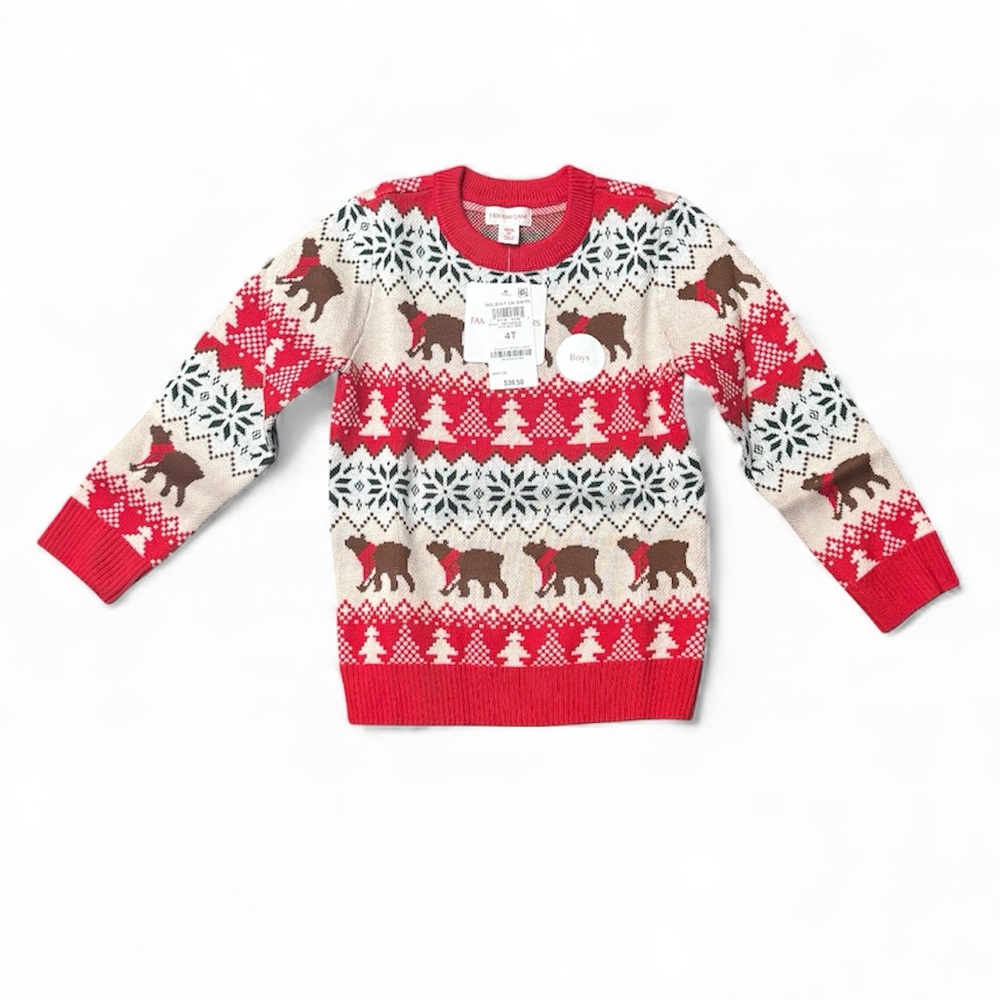 NWT Holiday Lane Charter Club Christmas kids  Santa Bear Sweater size 4T